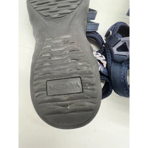 MEGNYA Strappy Sandals Womens 39/8.5 Navy Casual Walking Braided Comfort - Picture 14 of 15